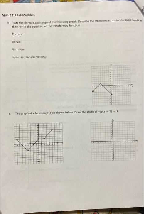 Solved 8. State the domain and range of the following graph. | Chegg.com