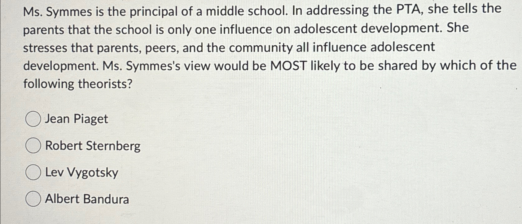 Solved Ms. Symmes is the principal of a middle school. In Chegg