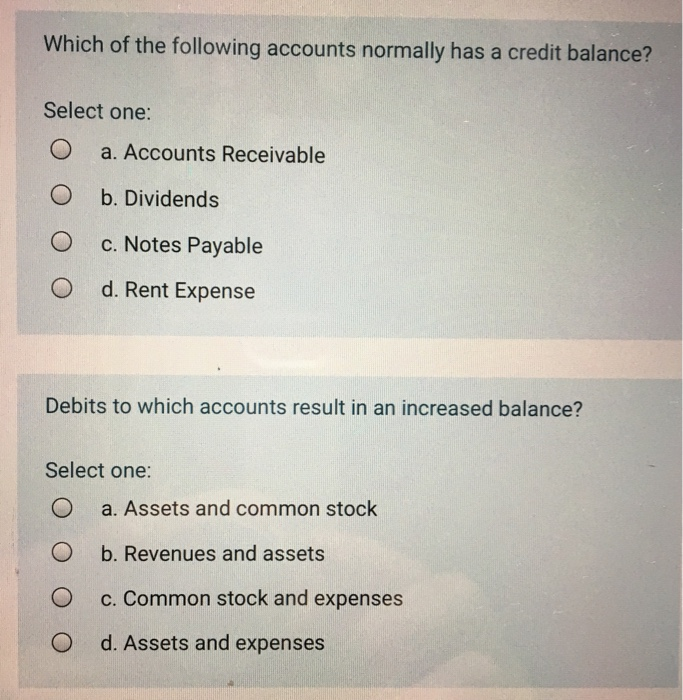 Which of the following accounts has a credit balance?