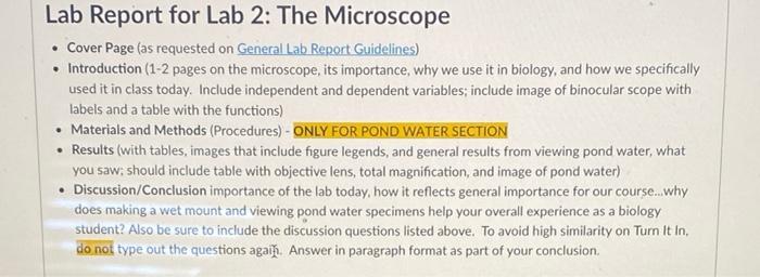 Solved Lab Report for Lab 2: The Microscope • Cover Page (as | Chegg.com