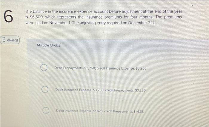 Solved The balance in the insurance expense account before | Chegg.com