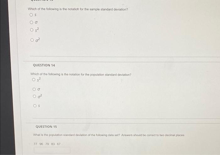 Solved Which of the following is the notation for the sample | Chegg.com