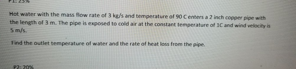 Solved Hot water with the mass flow rate of 3 kg/s and | Chegg.com