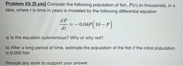 Solved Problem #3: [5 pts] Consider the following population | Chegg.com