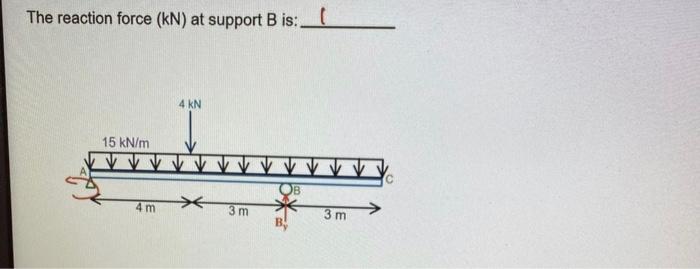 Solved The reaction force kN at support B is 15 kN m 4 Chegg com