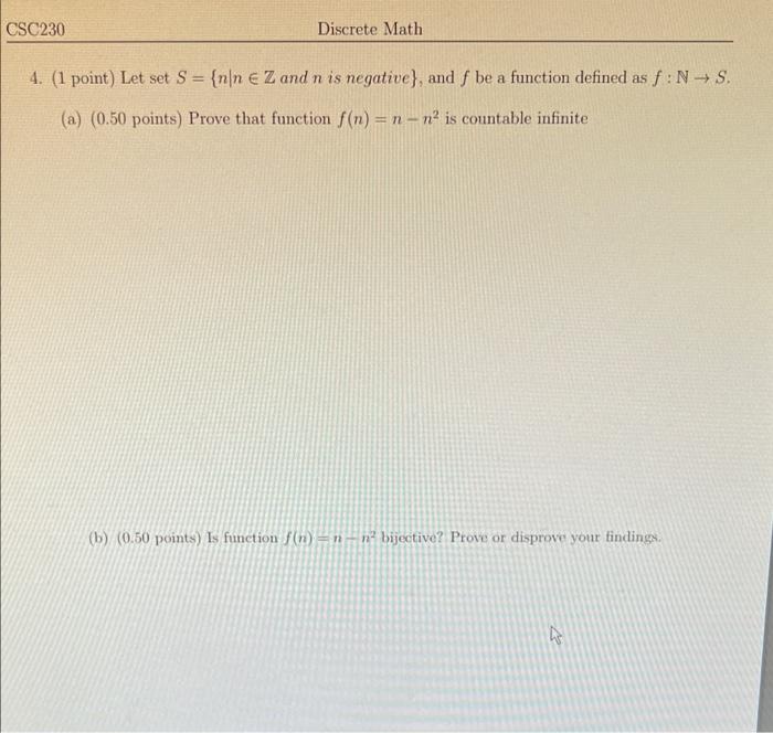 Solved CSC230 Discrete Math n a 4. (1 point) Let set S = | Chegg.com