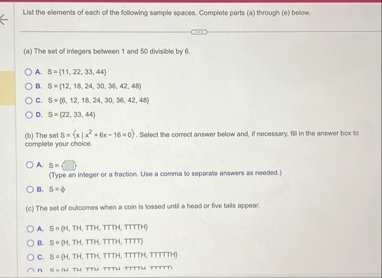 Solved List the elements of each of the following sample | Chegg.com