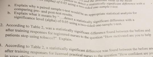 Wer to detect a statistically significant difference | Chegg.com
