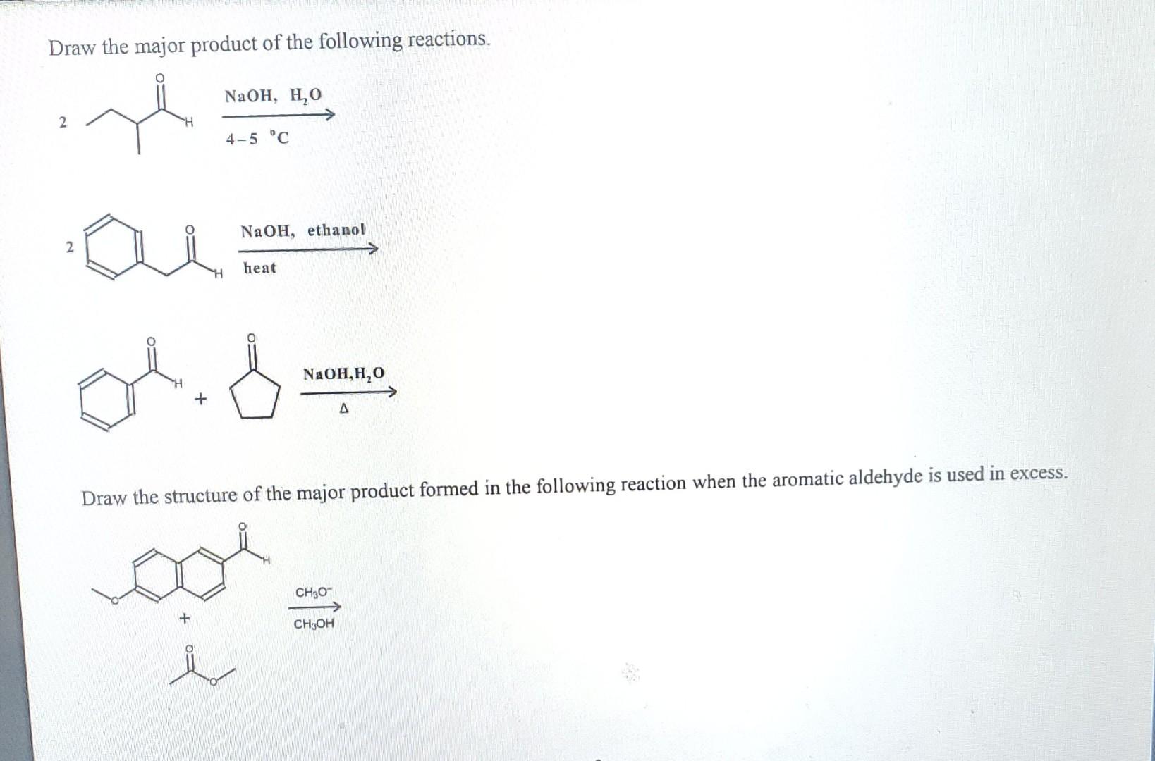 Solved Draw the major product of the following reactions. | Chegg.com