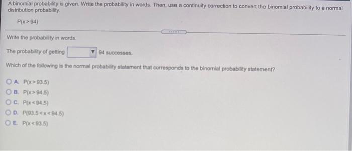Solved A binomial probability is given. Write the | Chegg.com