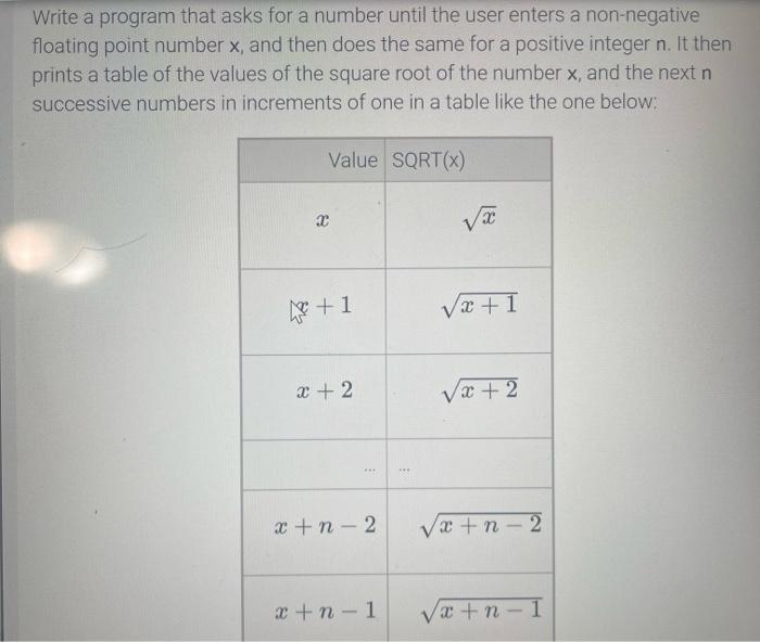 Solved Write a program that asks for a number until the user | Chegg.com