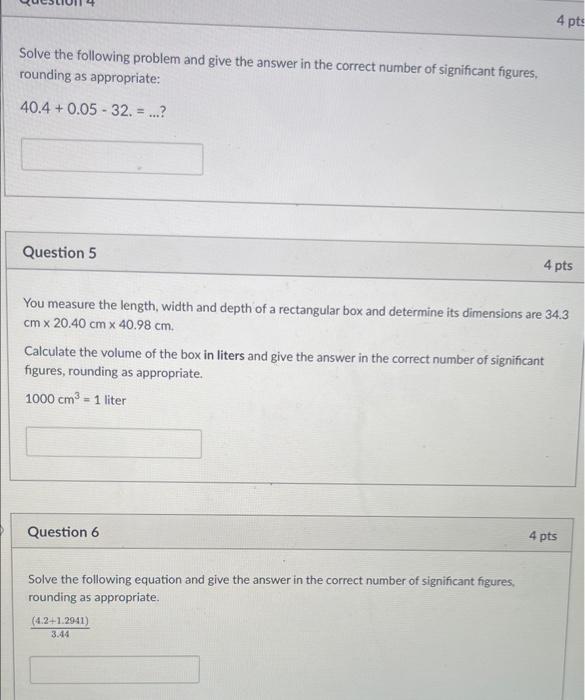 Solved 4 Pts Solve The Following Problem And Give The Answer | Chegg.com