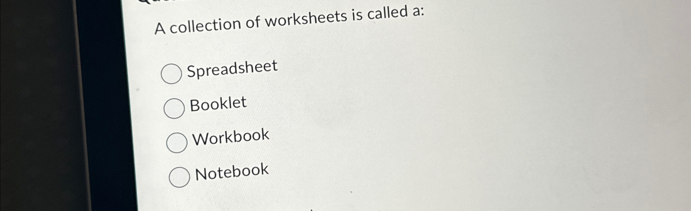 Solved A collection of worksheets is called Chegg com