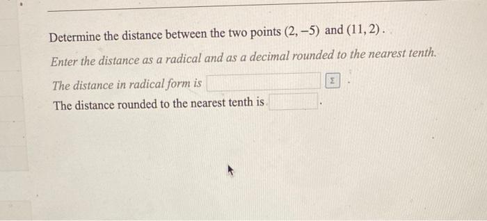 Solved Determine The Distance Between The Two Points