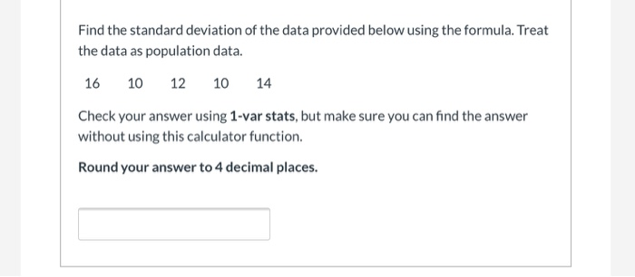 Solved 10 14 Find the standard deviation of the data | Chegg.com
