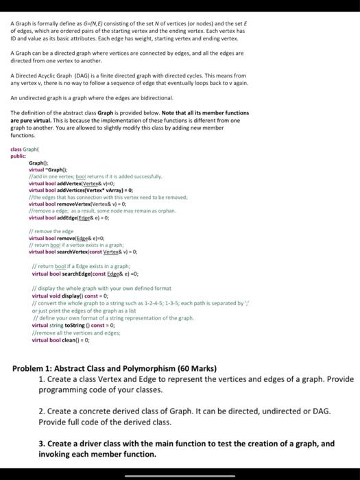 Solved A Graph Is Formally Define As G N Consisting Of Chegg Com