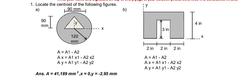 Solved 1. Locate the centroid of the following figures. a b) | Chegg.com