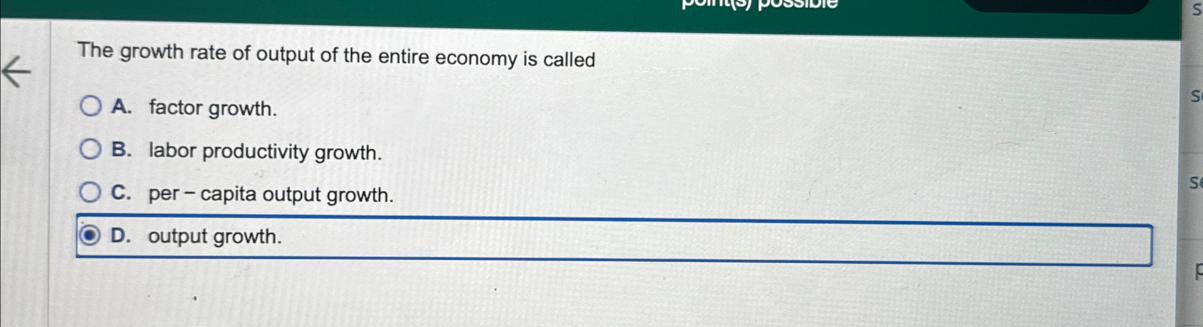 Solved The growth rate of output of the entire economy is | Chegg.com