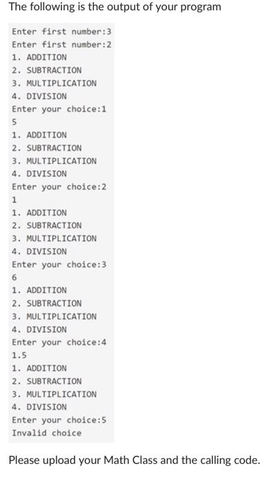 Solved Create a class called MyAwesomeMath and add Addition, | Chegg.com