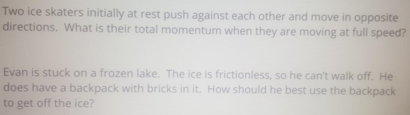 Solved Two ice skaters initially at rest push against each | Chegg.com