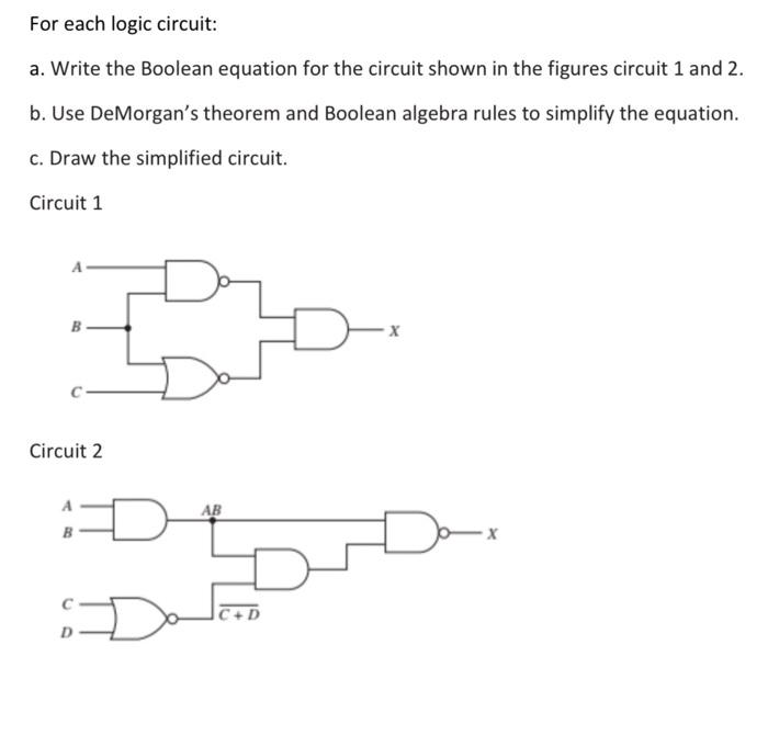 Solved For each logic circuit: a. Write the Boolean equation | Chegg.com