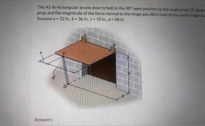 Solved The 41-lb rectangular access door is held in the 90∘ | Chegg.com