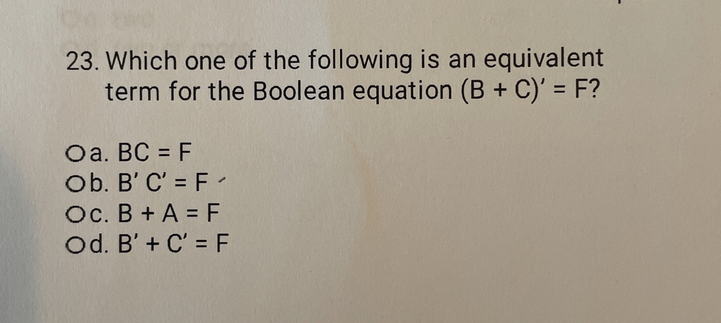 Solved Which one of the following is an equivalent term for | Chegg.com