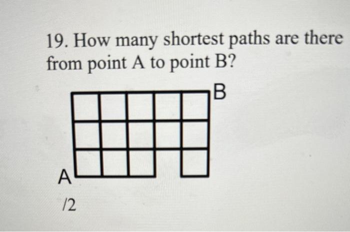 Solved 19. How many shortest paths are there from point A to | Chegg.com