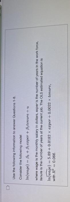 Solved D Use the following information to answer Questions | Chegg.com