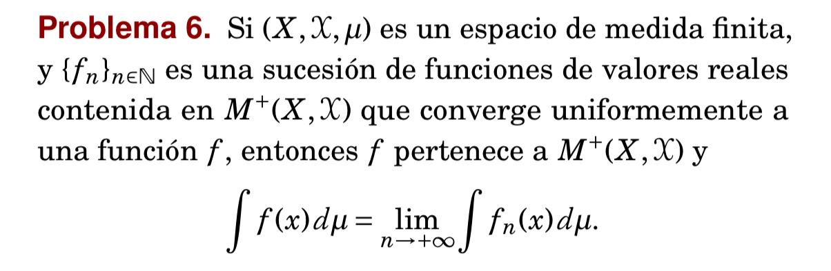 Problema 6. Si(x,x,μ) ﻿es un espacio de medida | Chegg.com