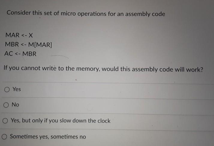 Solved Consider This Set Of Micro Operations For An Assembly | Chegg.com