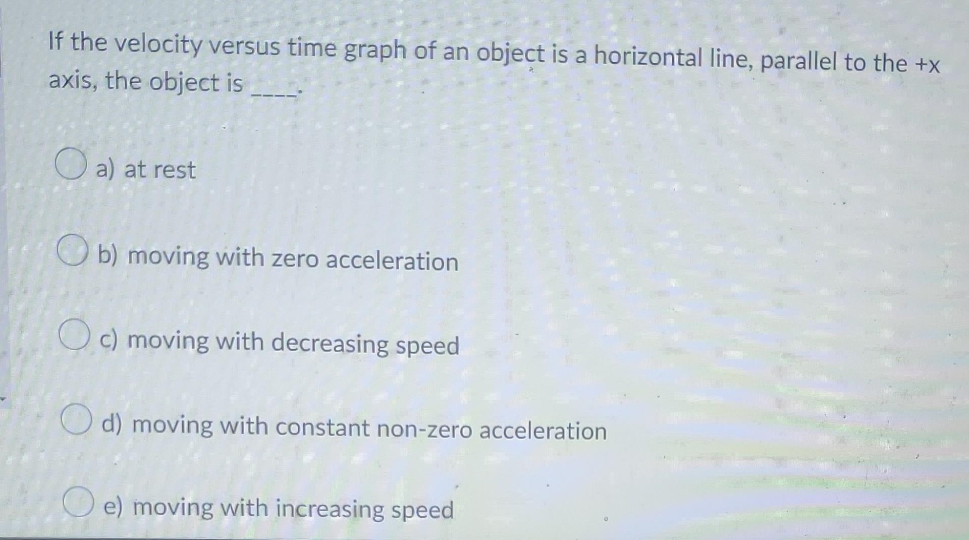 Solved If the velocity versus time graph of an object is a | Chegg.com