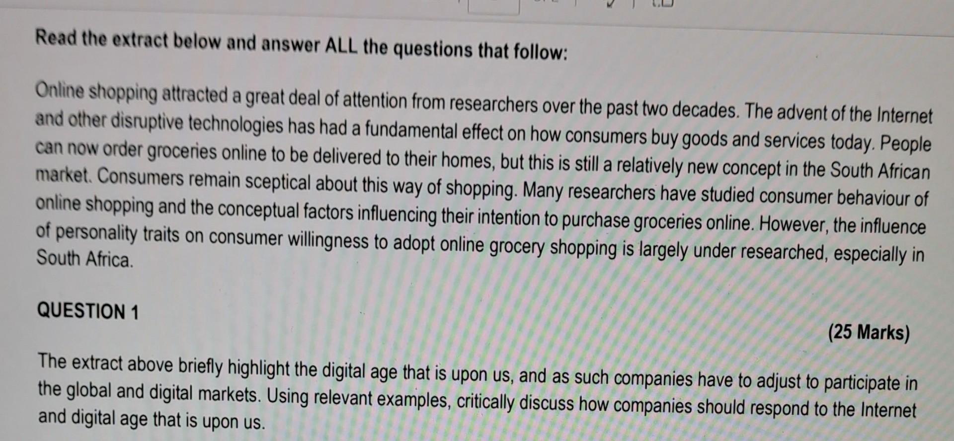 Solved Read The Extract Below And Answer ALL The Questions | Chegg.com