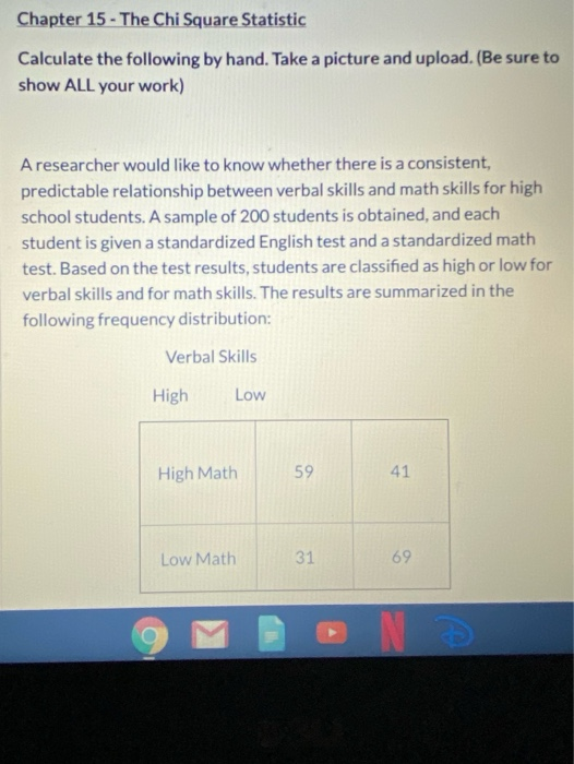 Solved Chapter 15 - The Chi Square Statistic Calculate The | Chegg.com