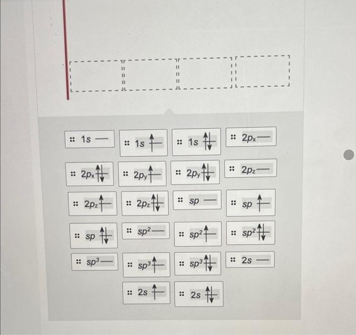 \( \because 2 p_{x} \frac{A}{1} \quad \because 2 p_{y} \uparrow \quad \because 2 p_{y} \frac{A}{\mid} \quad \because 2 p_{z}-