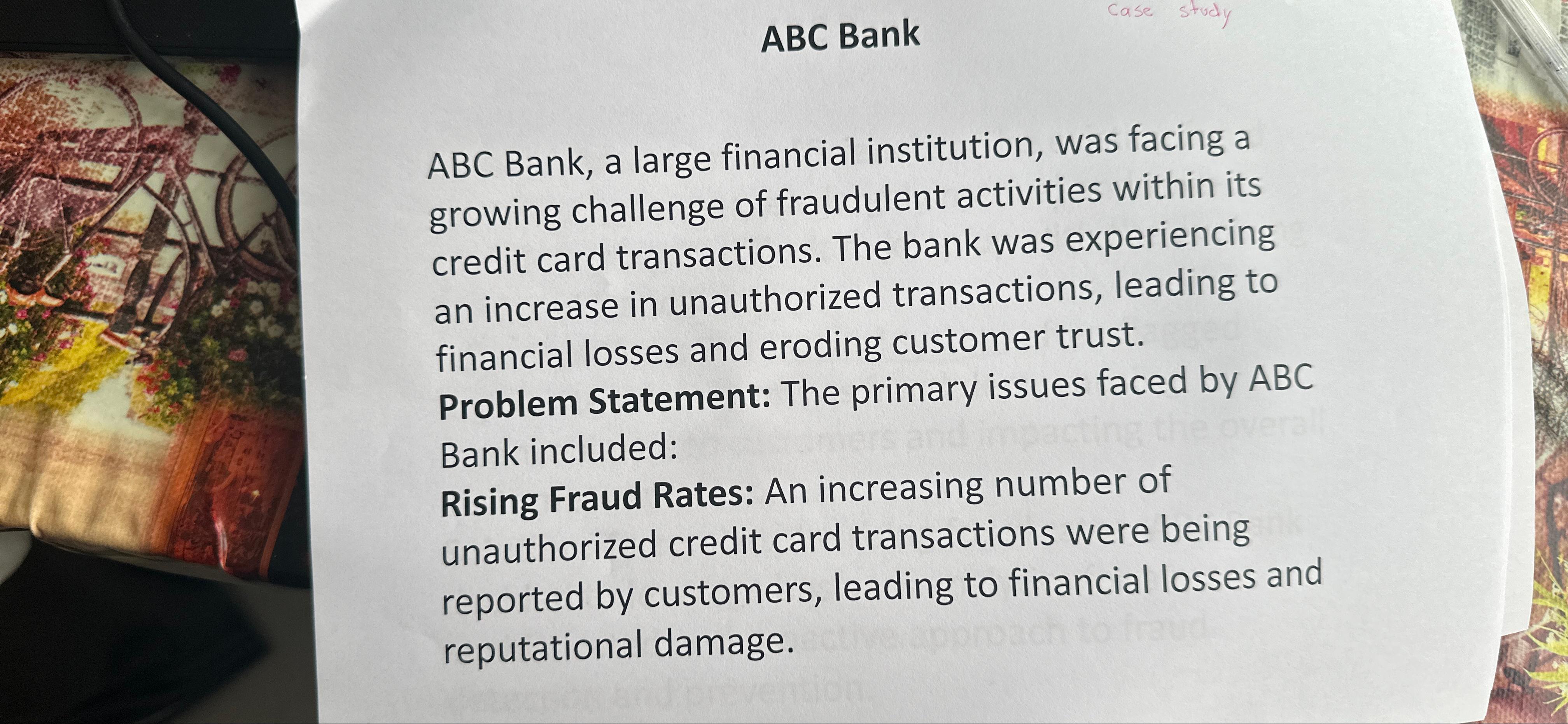 Solved ABC BankABC Bank, a large financial institution, was | Chegg.com