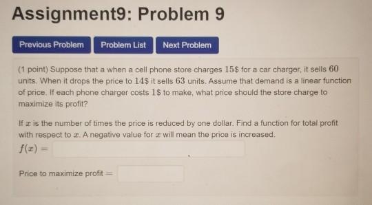 Solved Assignments: Problem 9 Previous Problem Problem List | Chegg.com