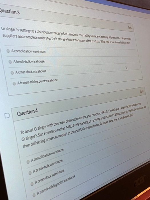 Solved Question 3 Grainger is setting up a distribution