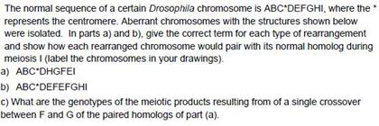 Solved The normal sequence of a certain Drosophila | Chegg.com