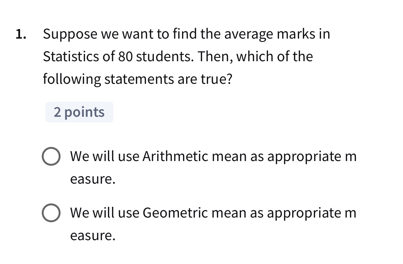 Solved Suppose we want to find the average marks | Chegg.com