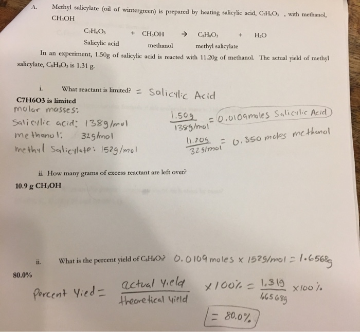 Solved Methyl Salicylate Oil Of Wintergreen Is Prepared By 7507