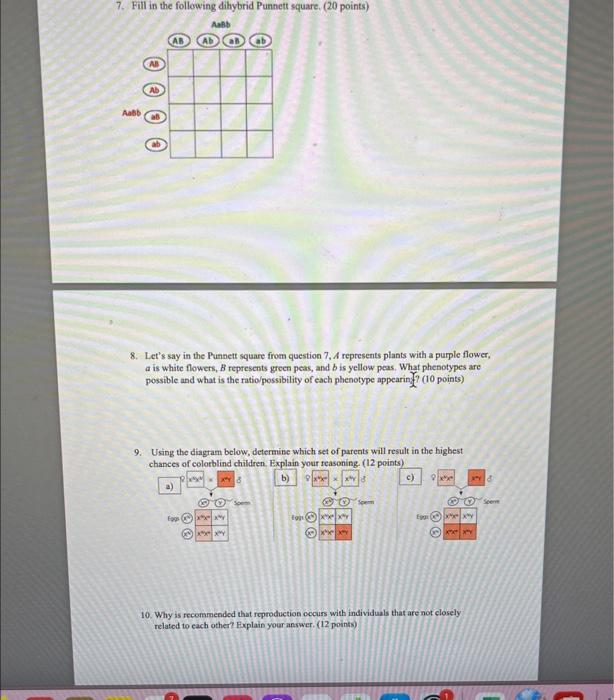 Solved 8. Let's say in the Punnett square from question 7,A | Chegg.com