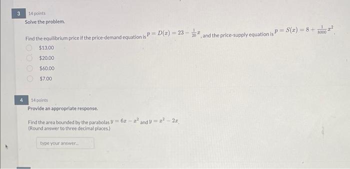 Solved 3 14 points Solve the problem Find the equilibrium | Chegg.com