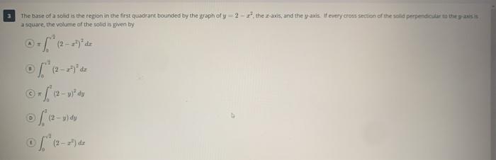 Solved The base of a solid is the region in the first | Chegg.com