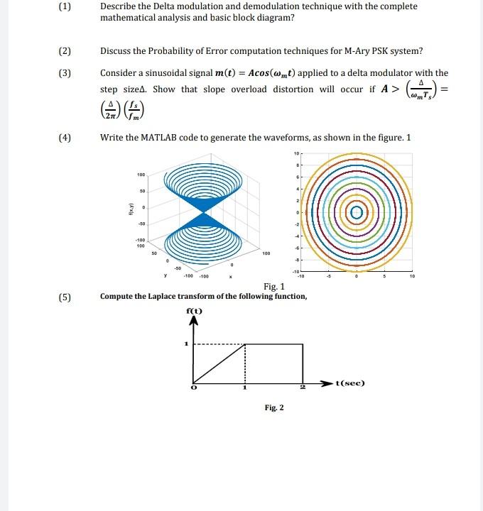 Solved (1) Describe the Delta modulation and demodulation | Chegg.com