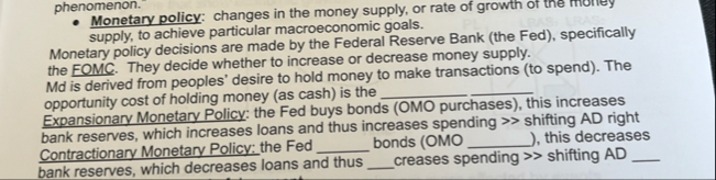 Solved Monetary policy: changes in the money supply, or rate | Chegg.com