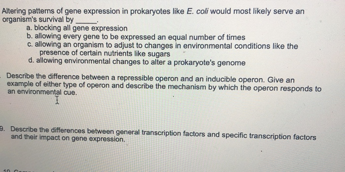 Solved Altering patterns of gene expression in prokaryotes | Chegg.com