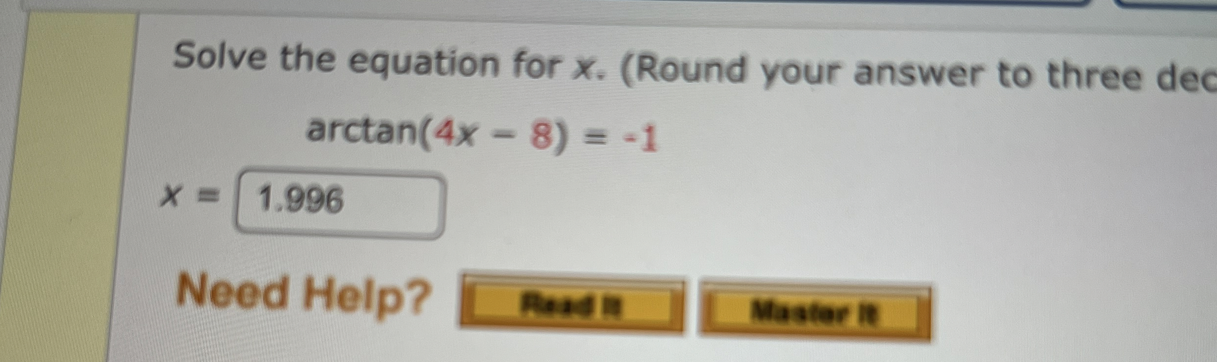 Solved Solve the equation for x. (Round your answer to three | Chegg.com
