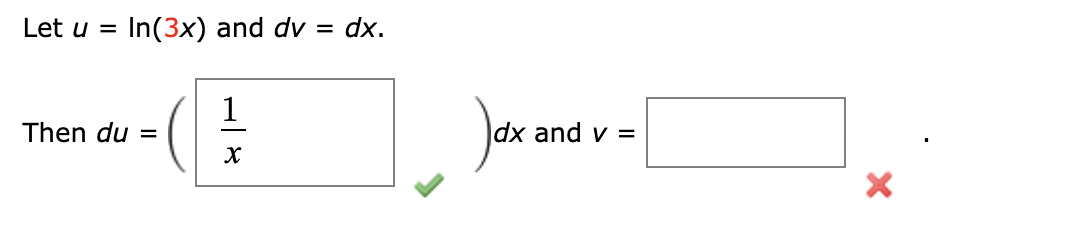 solved-let-u-ln-3x-and-dv-dx-then-du-dx-and-chegg