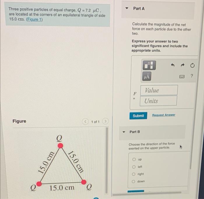 Solved Part A Three Positive Particles Of Equal Charge, Q = | Chegg.com